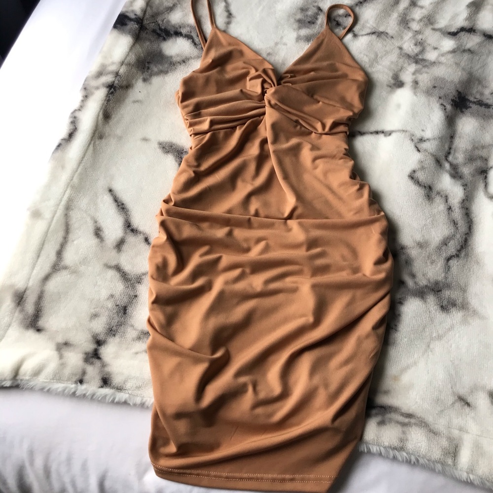 Beige Scrunch Dress